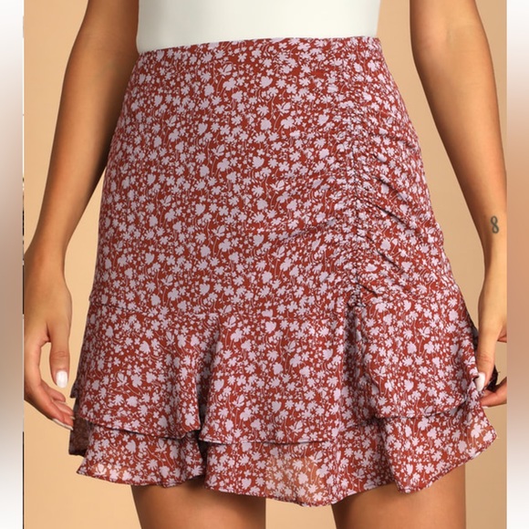 Lush Always Carefree Rust
Brown Floral Print Ruffled Mini
Skirt - Picture 5 of 6